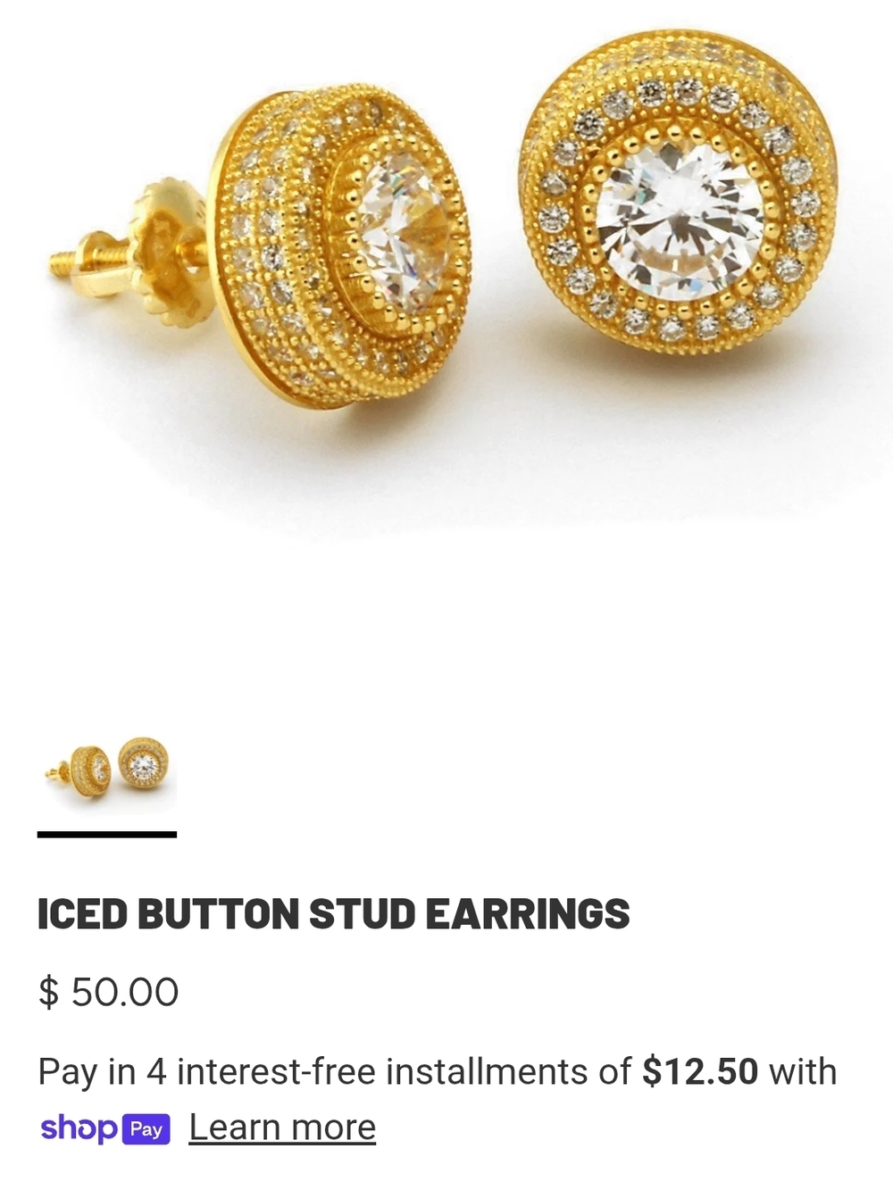 Gold Iced Button Stud Earrings   May Ist Closing Page Hurry